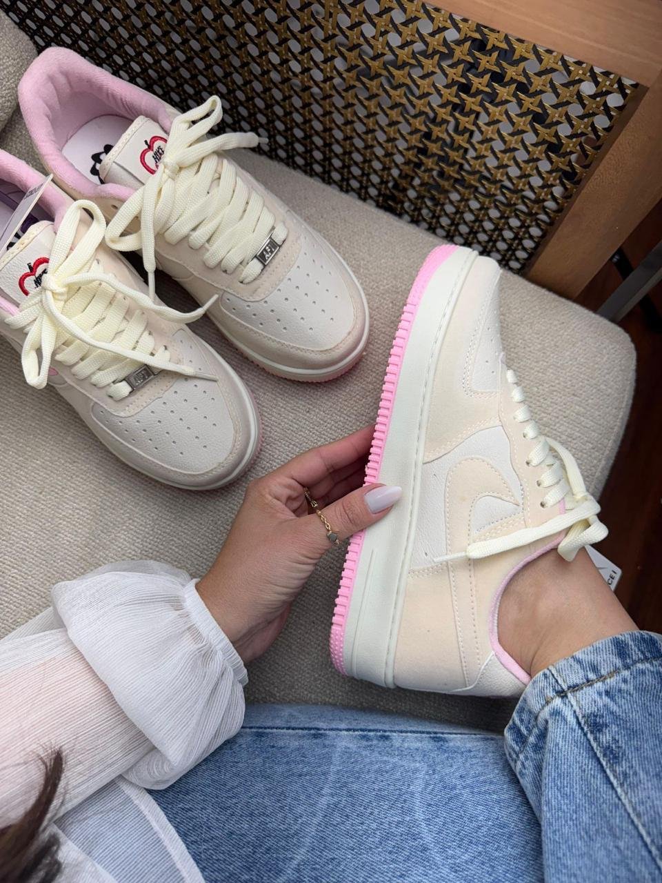 Tênis Air Force Off White Bordado Coração - Imagem 3